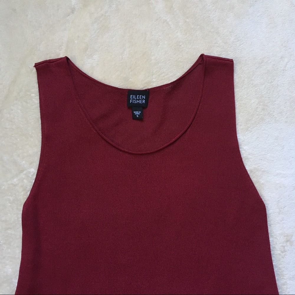 Eileen Fisher Deep Red Viscose Tank Size Small - Picture 2 of 5